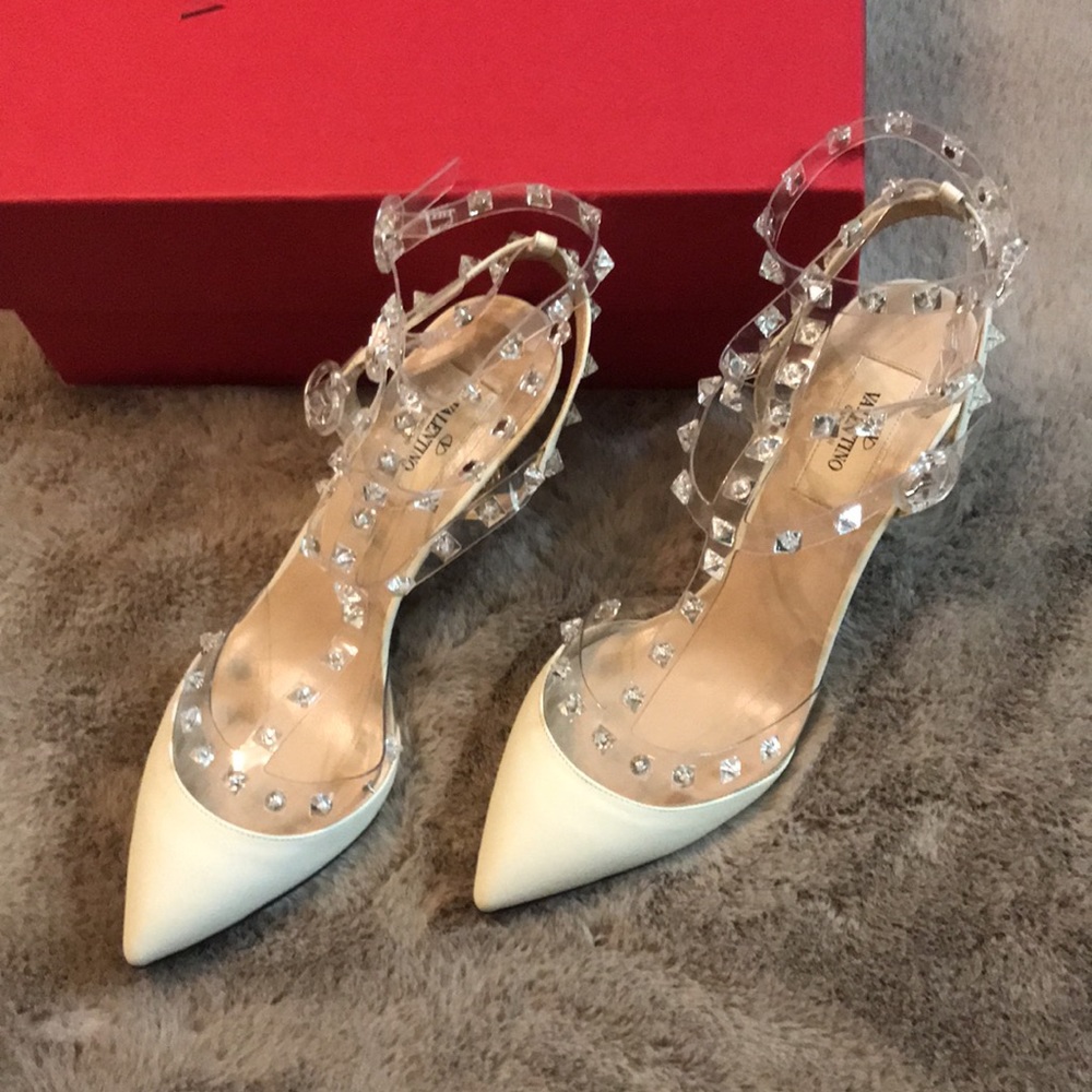 Valentino Naked Rockstud Slingback Ivory 37.5